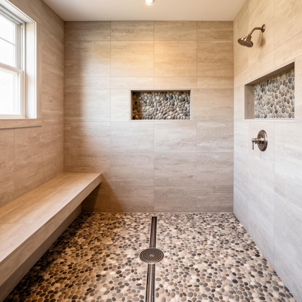 Custom Showers — wet areas tile installation example